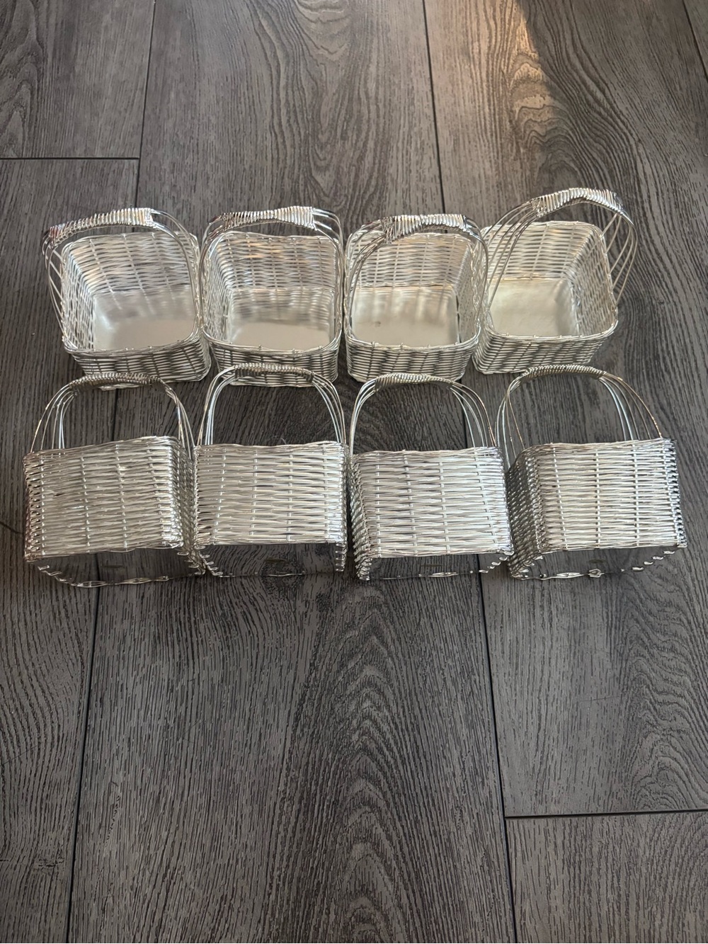 Silver plated Wicker Handle Basket Set - Home Accents set of 8